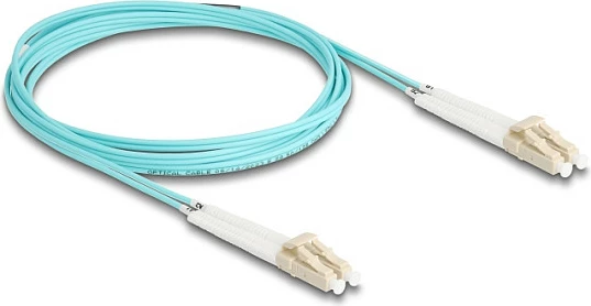 Kabllo fibër optike DeLOCK LC Duplex-LC Duplex OM3, 2 m, konektorë të këndueshëm, aqua