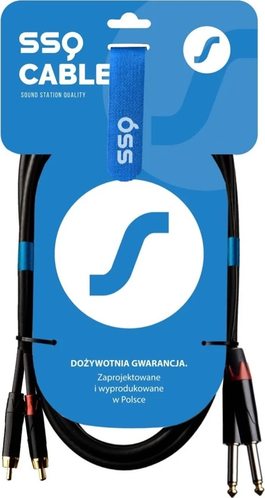 Kabel SSQ RCAJM5, 2x RCA në 2x Jack Mono 6,3 mm, 3 m, i zi