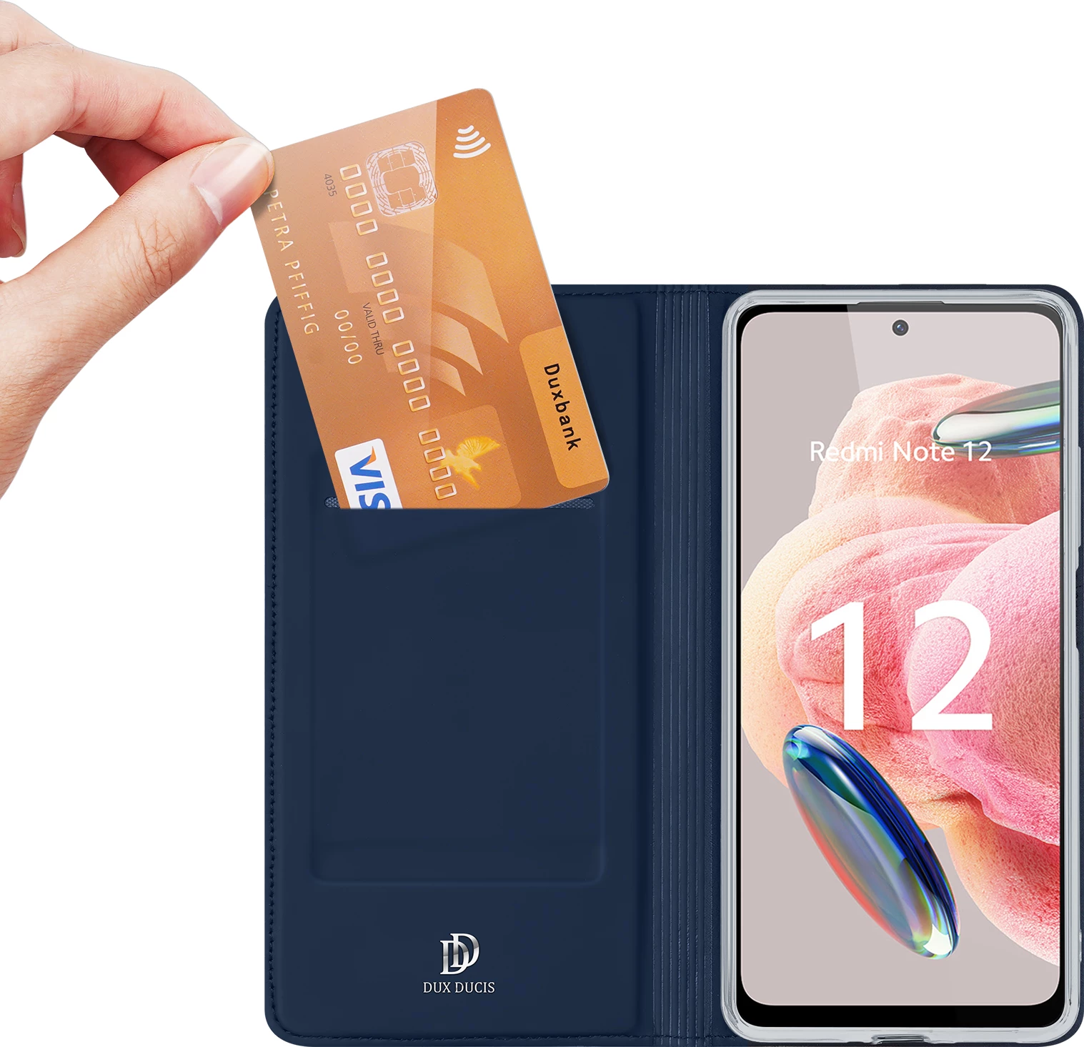 Mbështjellës Dux Ducis Skin Pro për Xiaomi Redmi Note 12, me kapak, portofol dhe qëndrim, Kaltër