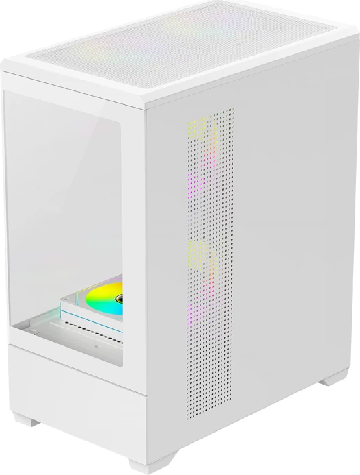 Kasë Darkflash C365 mini tower me 5 ventilatorë 120mm, tempered glass, kompatibile E-ATX/ATX/M-ATX/ITX, e bardhë, set me 5 fanë