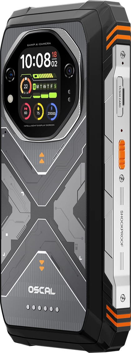 Celular Oscal Tank 1 16GB RAM 512GB 5G bateri 20000mAh IP68/IP69K/MIL-STD-810H, portokalli
