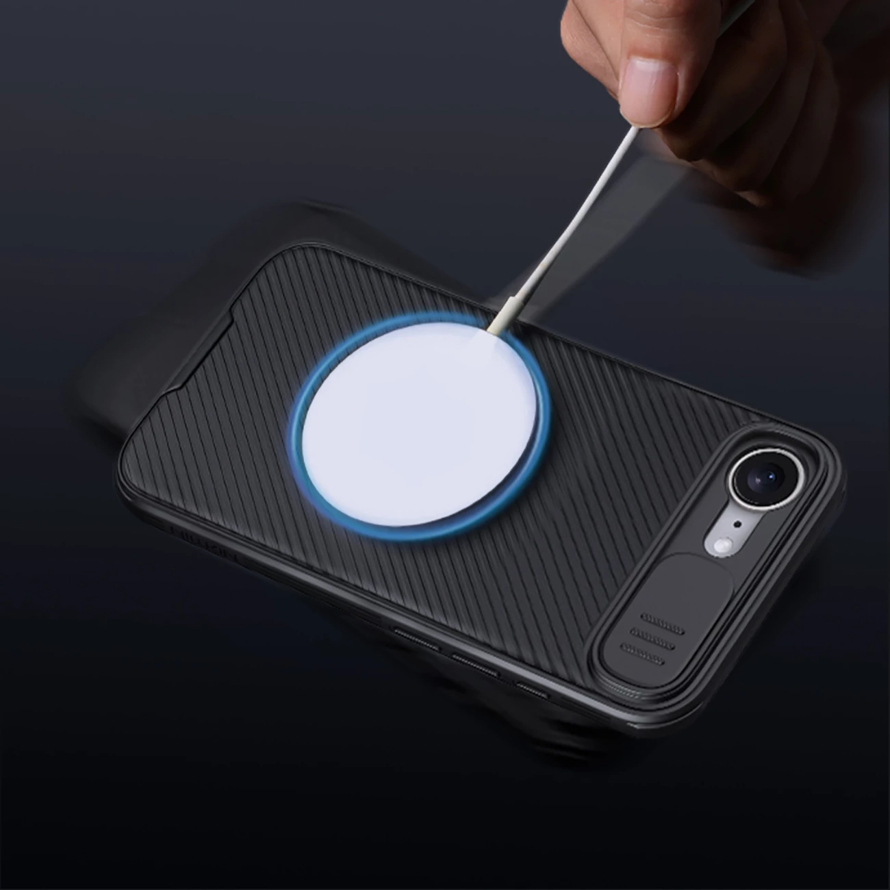 Mbështjellës Nillkin CamShield Pro Magnetic për iPhone 16e, i zi