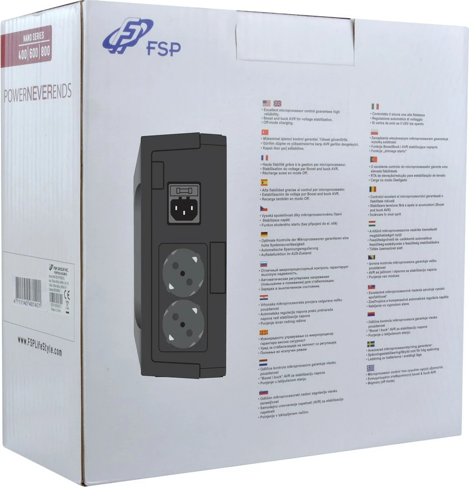 UPS FSP Nano 800, 0.8 kVA, 480 W, e zezë