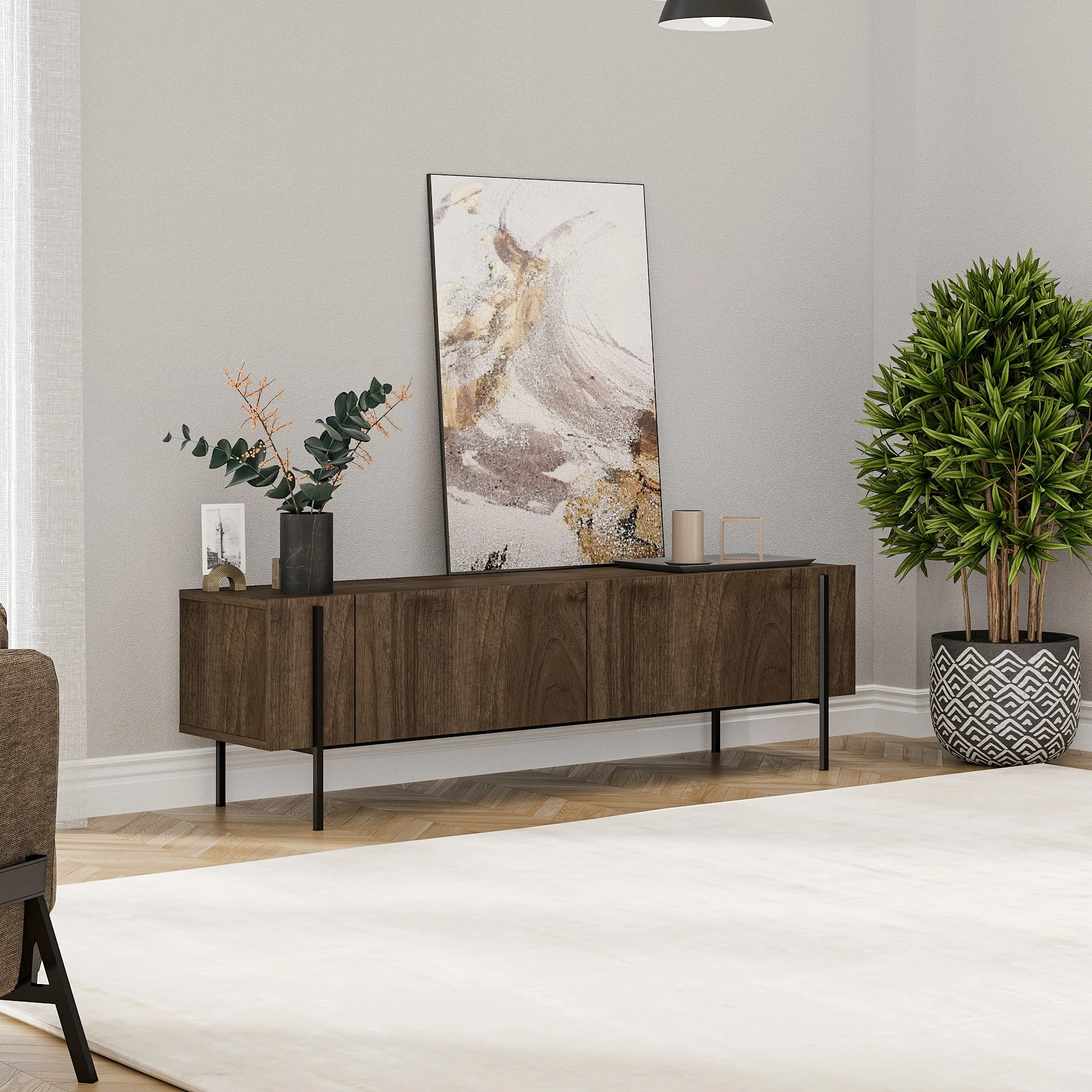 Komodë TV Hanah Home, Herman, ngjyrë arre