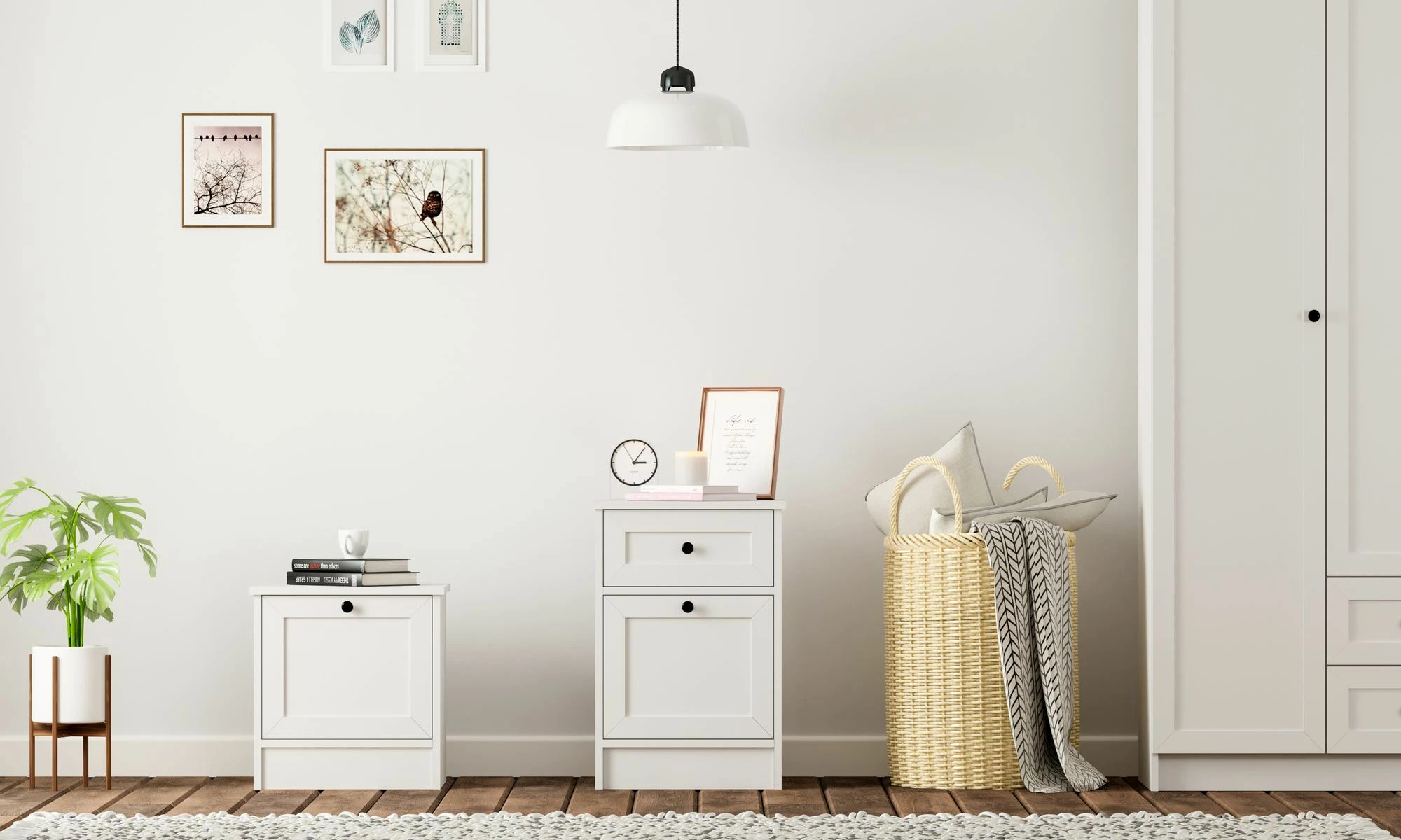 Komodinë nate Skye Decor, Rb-168-03, ngjyrë e bardhë mat