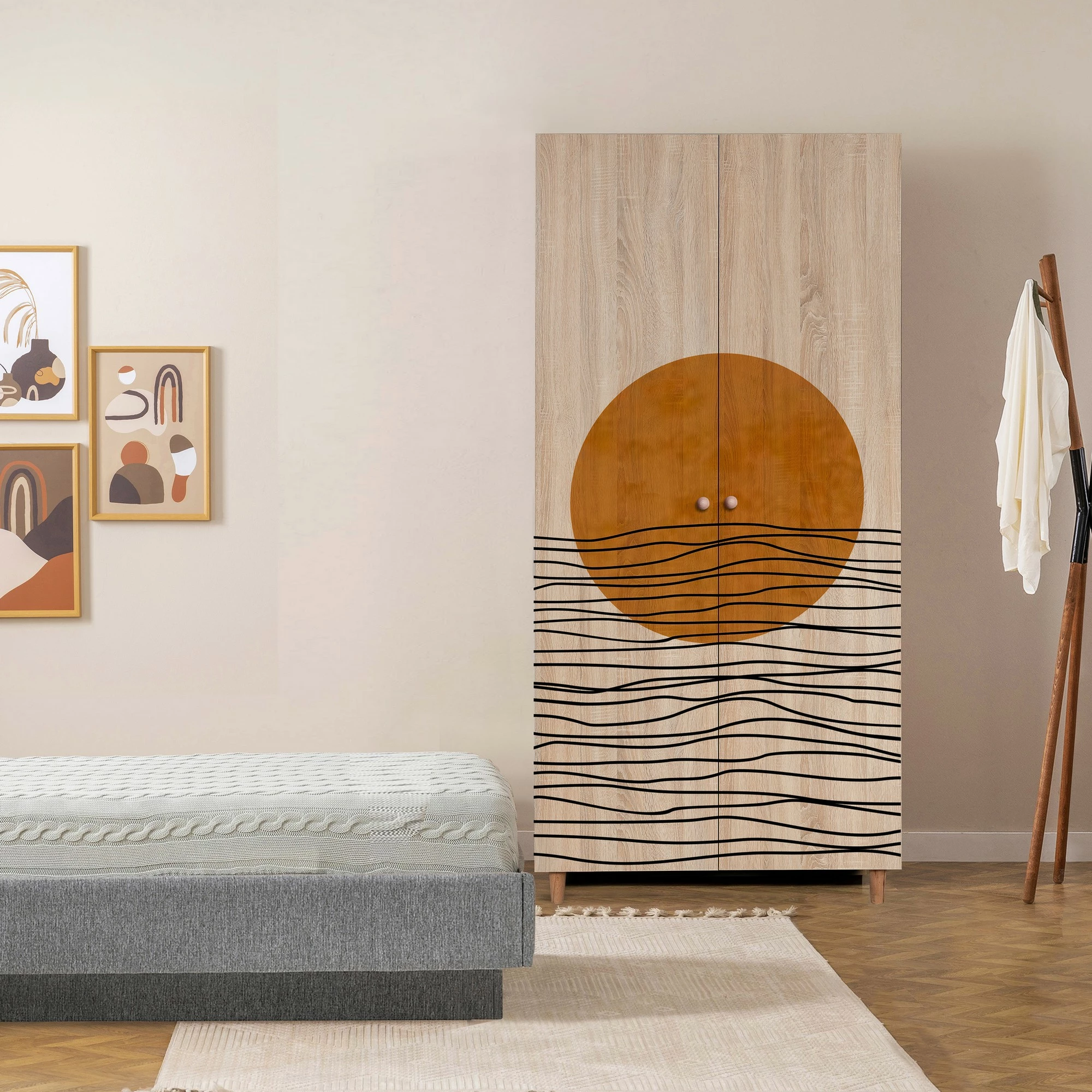 Dollap Hanah Home, Lidya 2, ngjyrë sonomo, 90x192x52cm