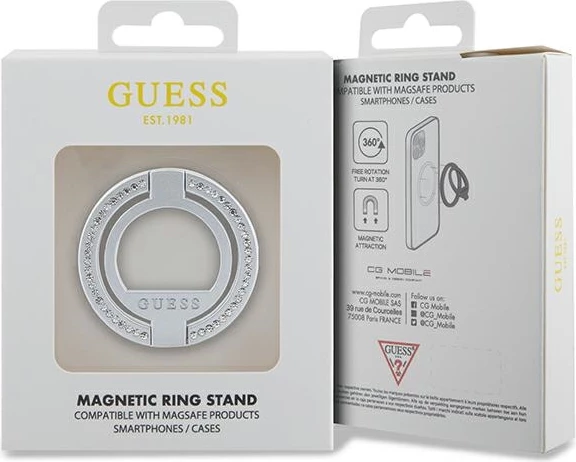 Mbështjellës unazë Guess MagSafe me kristale, argjendtë
