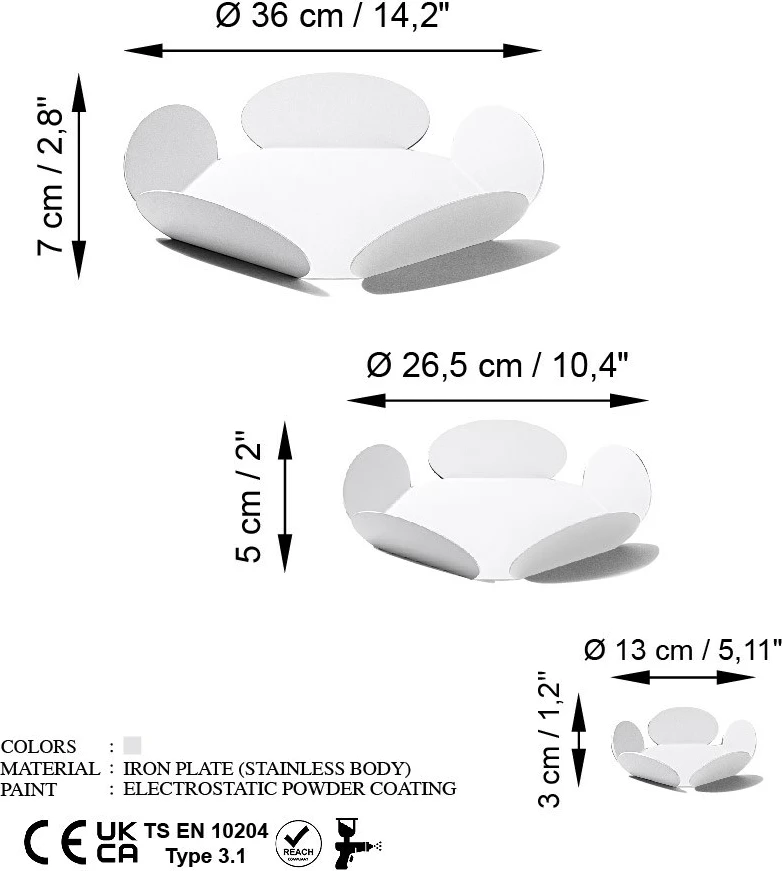 Set dekorativ prej metali, 3 copë, dizajn Aberto, Rodos-D, e bardhë