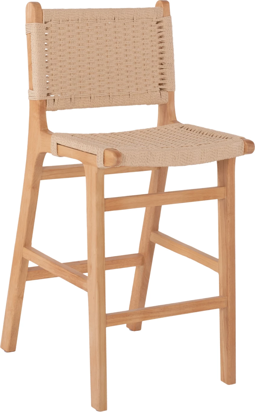 Karrige për bar, lartësi mesatare, FH9332.01, dru gome & litar, ngjyrë natyrale, 45x46x95H cm