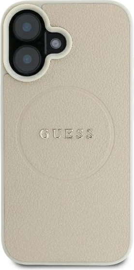 Mbështjellës Guess Grained Ring MagSafe për iPhone 16, Bezhe
