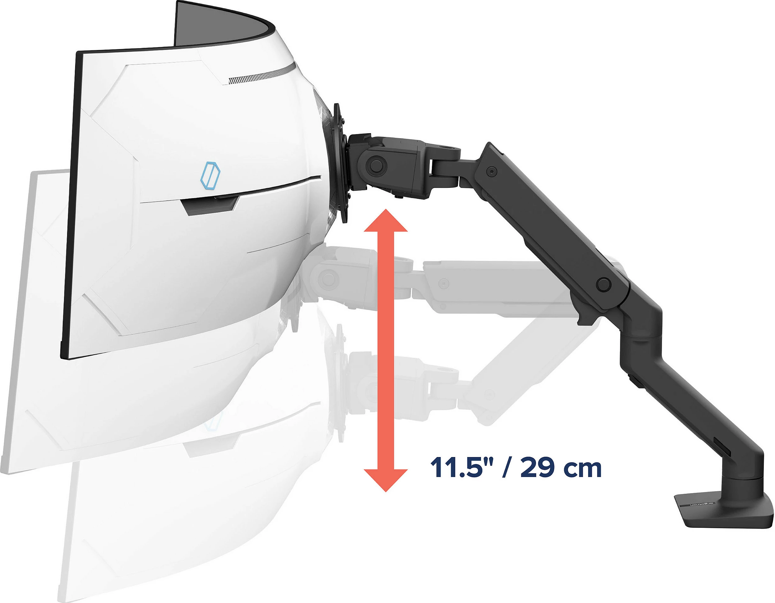 Krah monitori Ergotron HX me VHD Pivot, montim në tavolinë, deri 57", 17 kg, i zi mat