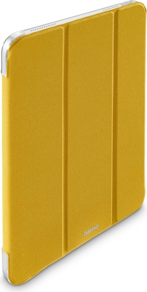Mbështjellës tablet Hama Terra 217252 për iPad 10.9" 10th Gen 2022, flap me magnet on/off, qëndrim 2 pozicione, material poliester i ricikluar, mbrapa transparente, e verdhë