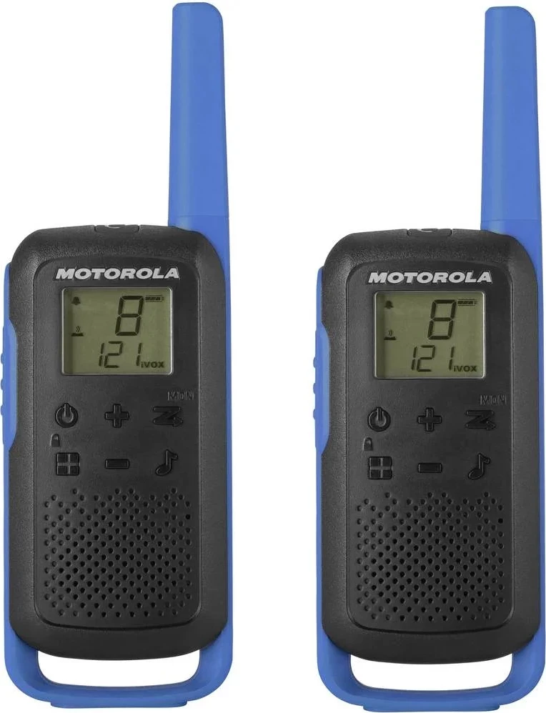 Walkie-talkie Motorola T62M, PMR446, 16 kanale, deri 10 km, set 2 copë, kaltër