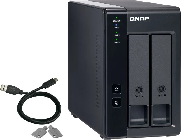 Kasë QNAP TR-002, 2 vende, USB Type-C, Hardware RAID, e zezë