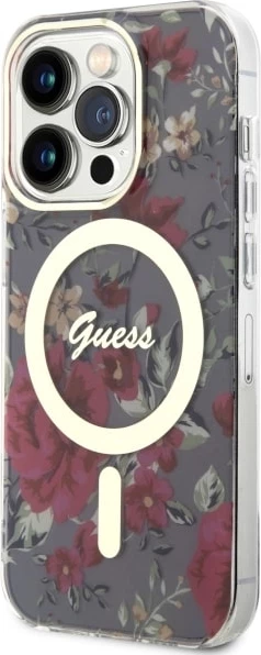 Mbështjellës Guess GUHMP14LHCFWSA për iPhone 14 Pro 6.1", Flower MagSafe, Gjelbër