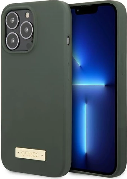 Mbështjellës Guess GUHMP13XSPLA për iPhone 13 Pro Max 6.7", silikon, MagSafe, jeshil