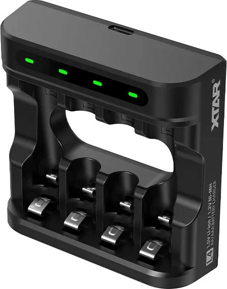 Karikues baterish XTAR L4, 4 vende, për AA/AAA, Li-Ion/NiMH, i zi