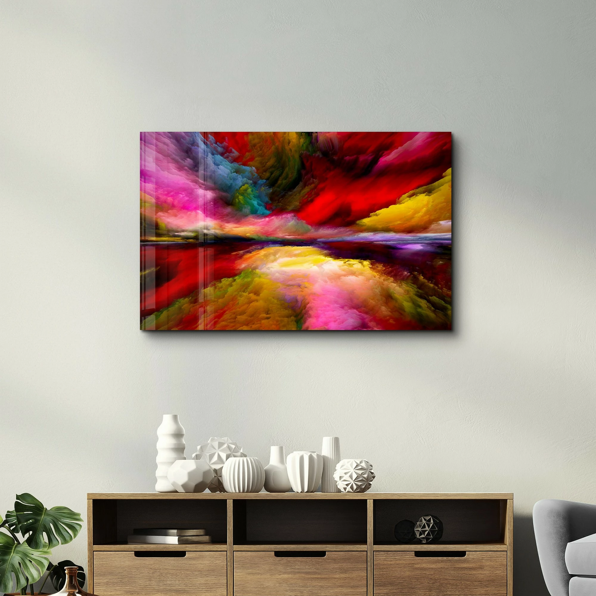 Pikturë dekorative prej xhami të temperuar, shumëngjyrëshe, CAM-2047, 70x110cm