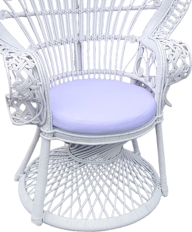 Fotelja Dorothy Inart me jastëk të bardhë, ratan i bardhë, 115x57x150 cm