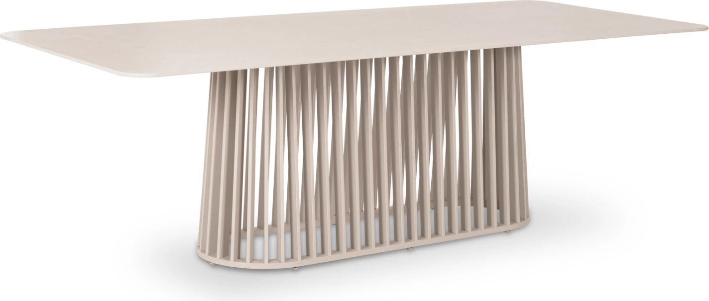 Tavolinë ngrënie për jashtë, seri Eternity, kornizë alumini, ngjyrë fildishi