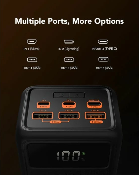 Powerbank VEGER W5001 Tank Lite 50000 mAh 22.5W, e zezë