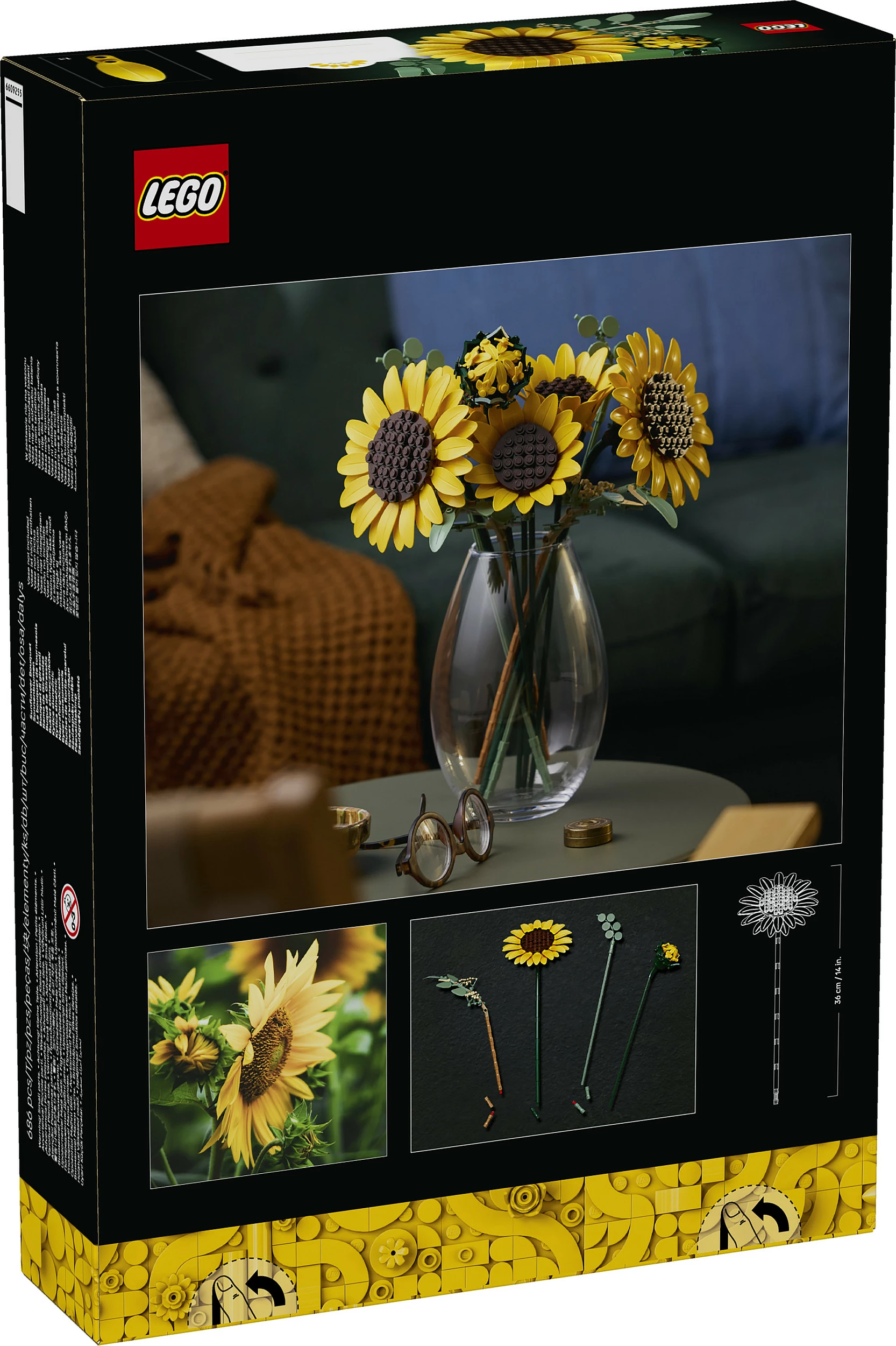 Set ndërtimi LEGO Botanicals Sunflower Bouquet 11502, 686 copë, 18+, shumëngjyrësh