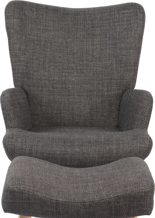 Fotelje me stolkë Gerlina, material gri e errët, këmbë ngjyrë natyrale, 71x64x94cm