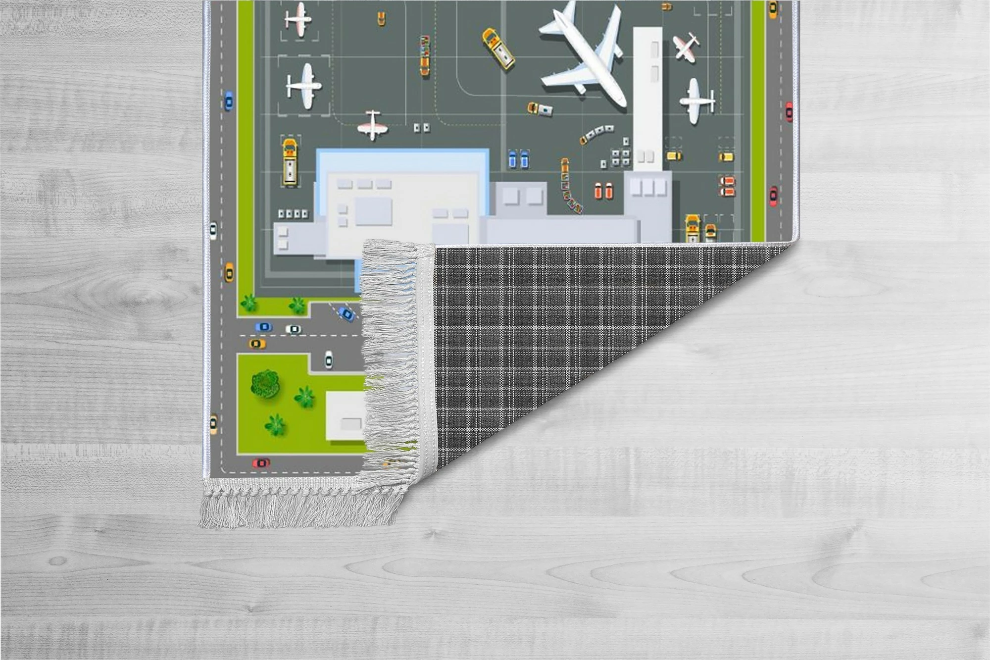 Qilim për fëmijë, dizajn aeroporti, shumëngjyrësh, ELS633, 120x180cm