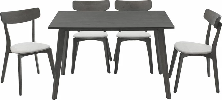 Tavolinë me karrige Benson - Toto 5 copë 120x75x75cm në ngjyrë gri rustike - pëlhurë gri