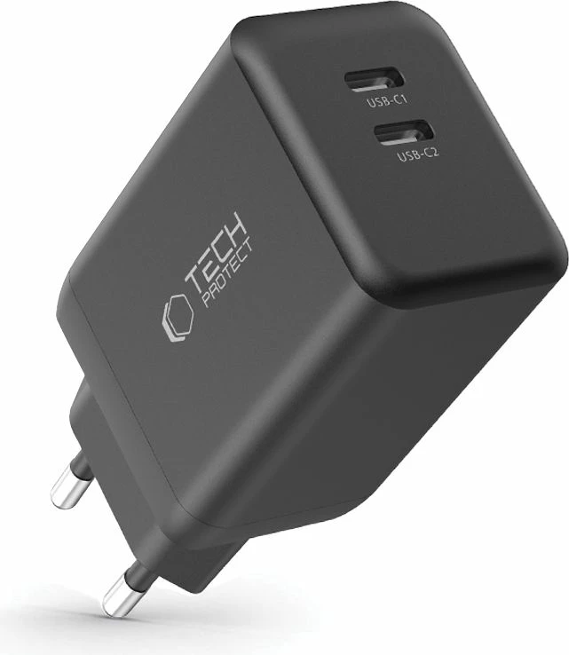 Karikues muri Tech-Protect NC45W-GAN me 2 porta USB-C, 45W, i zi