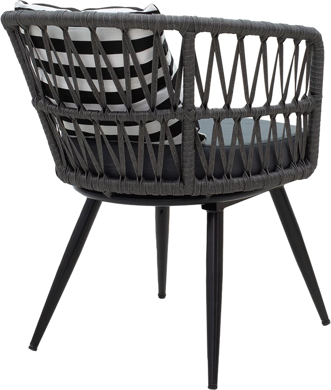 Karrige Naoki metalike, e zezë-pe gri, jastëk i zi/bardhë