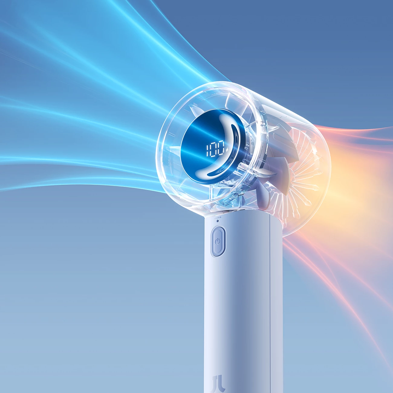 Ventilator dore Jisulife Handheld Fan 10S, bateri 5000mAh, USB-C, 5 nivele, ekran LED, blu
