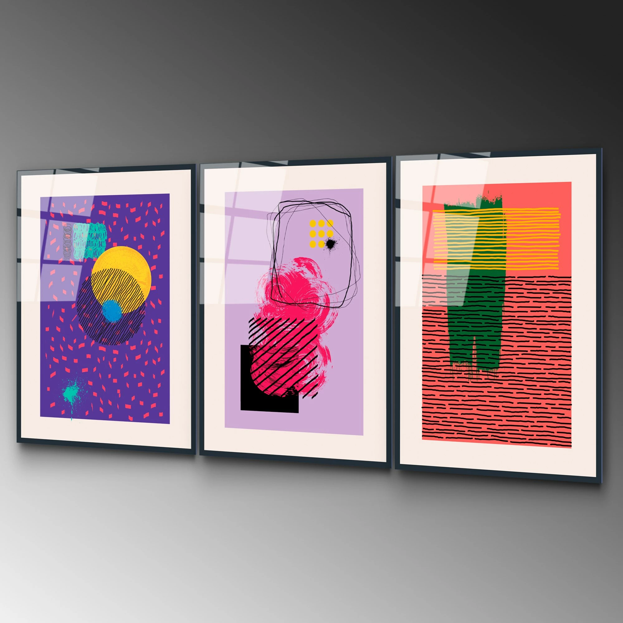 Pikturë dekorative xhami e temperuar (3 copë), Wallity, UV-940, 45x65 cm