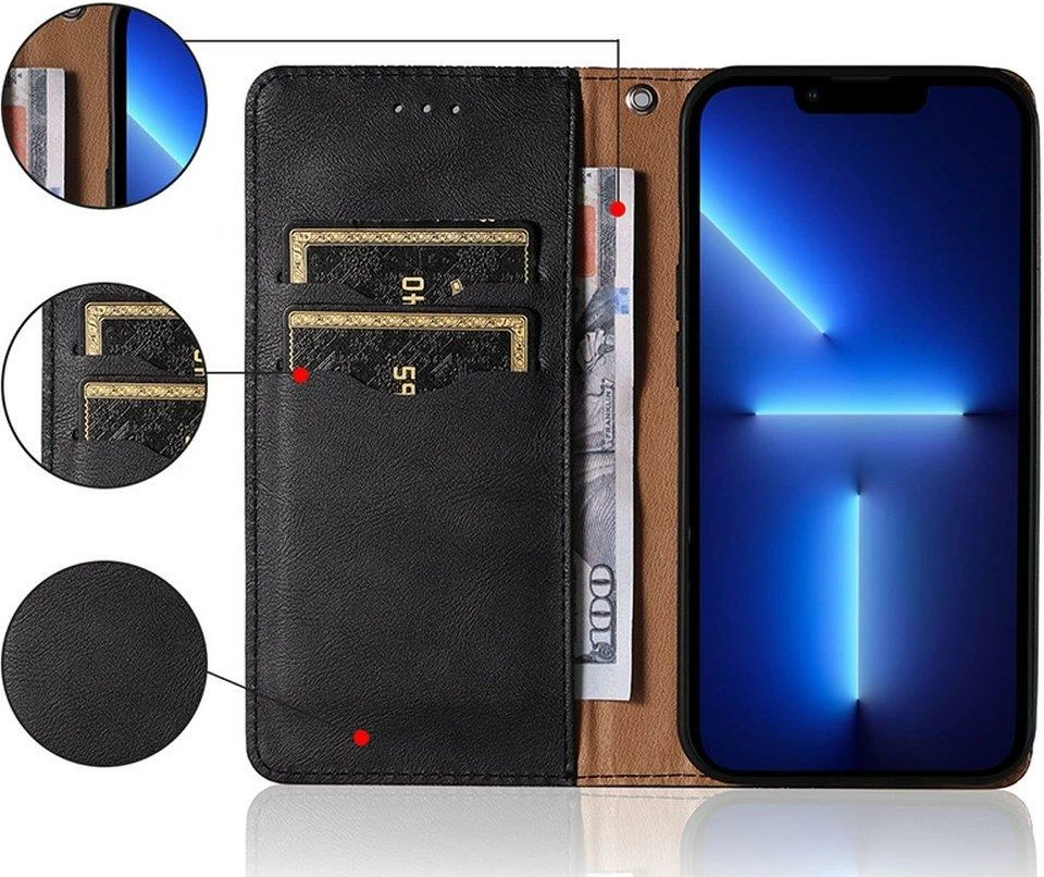 Mbështjellës Hurtel Magnet Strap Case për Xiaomi Redmi Note 11 Pro, me portofol dhe litar dore, i zi