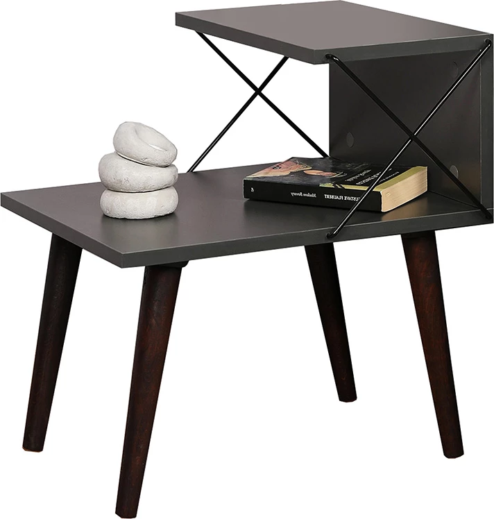 Tavolinë anësore Gather anthracite-walnut 50x40x55cm