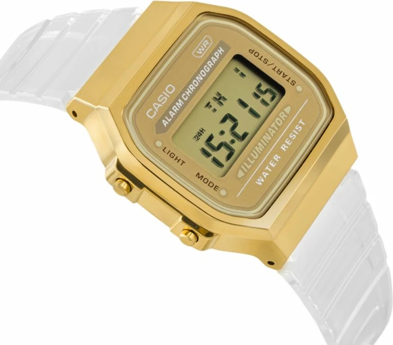 Orë dore digjitale për femra CASIO, e artë