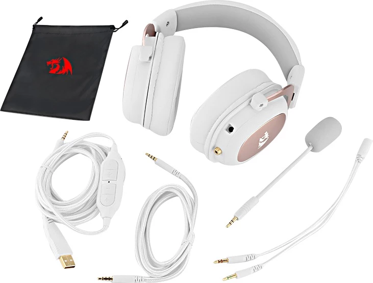 Kufje gaming Redragon Zeus 2 H510W, 7.1 Surround, me kabllo, mikrofon i shkëputshëm, 53mm, të bardha