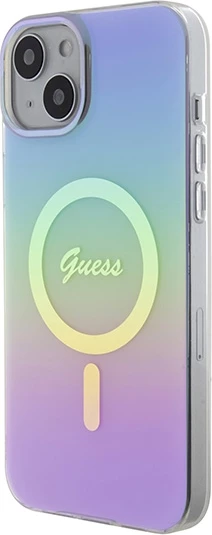 Mbështjellës Guess IML Iridescent MagSafe për iPhone 15 Plus, Violet