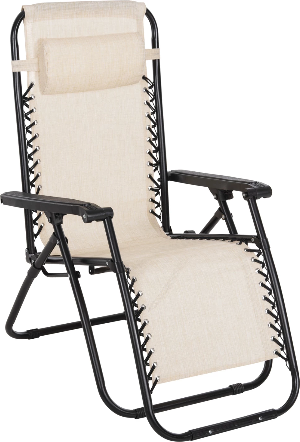 Karrige relaks COMPANION HM5095.12, metal i zi + textilene bezhë, 67x145x110H cm