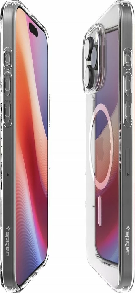 Mbështjellës Spigen Liquid Crystal Mag për iPhone 16 Pro Max, MagSafe, TPU, Transparent (unazë magnetike e bardhë)