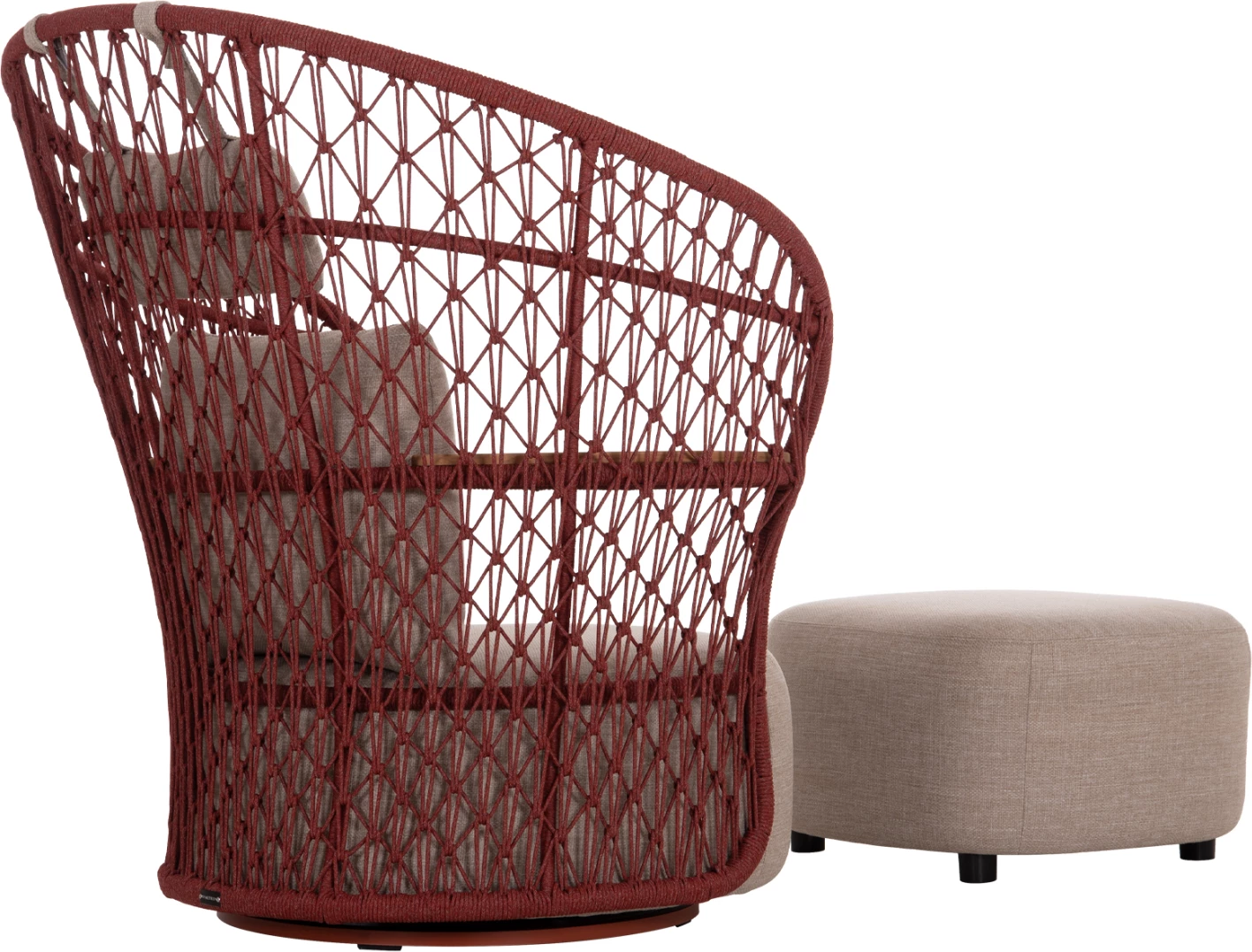 Karrige lounge rrotulluese me këmbështetëse, alumini, litar i kuq, TYCOON CD6627.05, 123x108x125cm