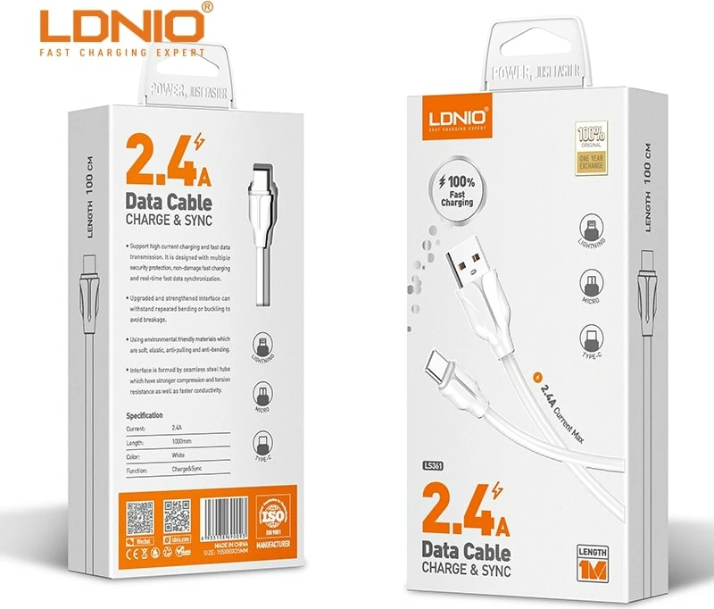 Kabllo e karikimit Ldnio Fast Charging Mobile Charger Data Cable