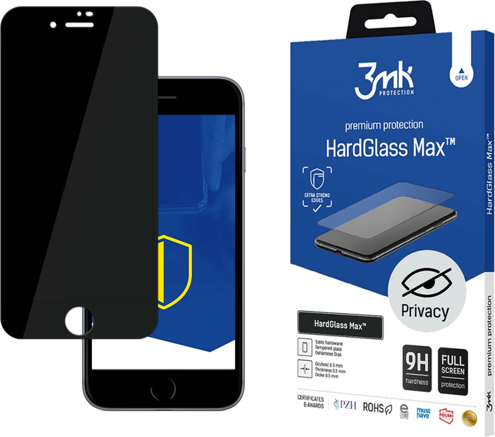 Xham mbrojtës privatësie 3mk HardGlass Max Privacy për iPhone 7, i zi