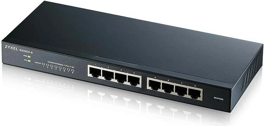 Switch Zyxel GS1900-8, Managed, L2, Gigabit Ethernet, Full duplex, Rack mounting