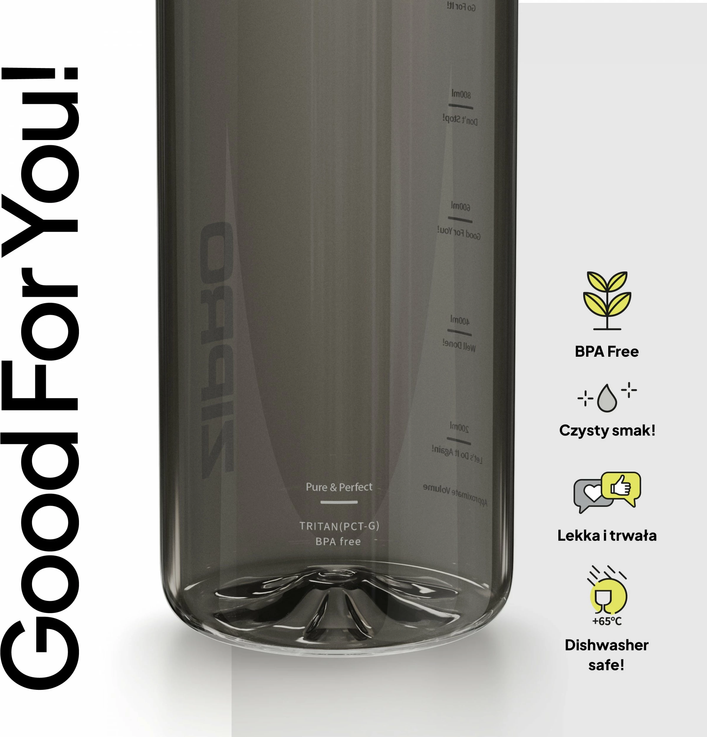 Shishe uji Zipro Tritan 1500 ml, BPA free, me sitë/infuzer frutash, e zezë