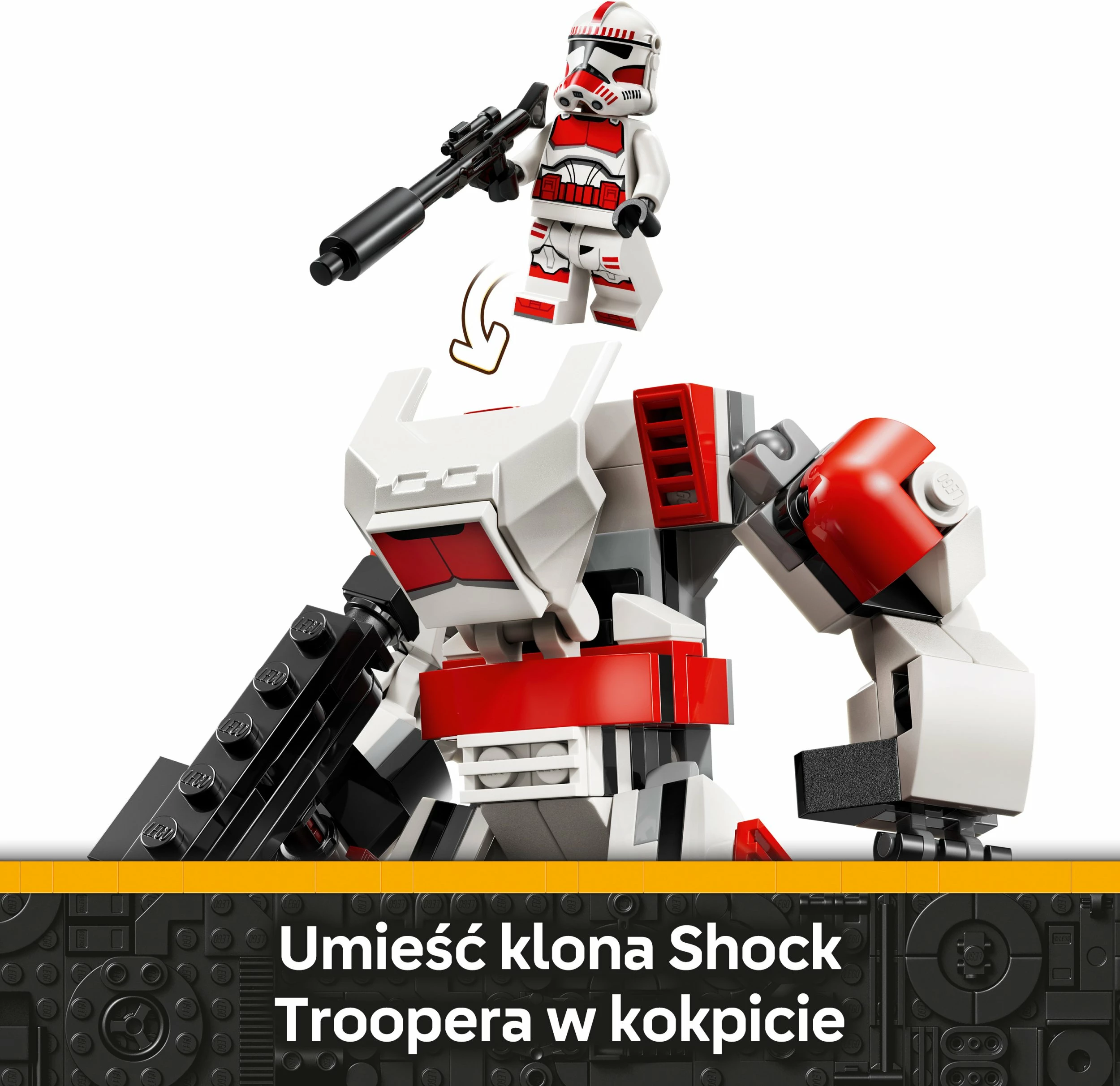 Set LEGO Star Wars Mech Clone Shock Trooper 75448, 151 copë, kuqe/bardhë