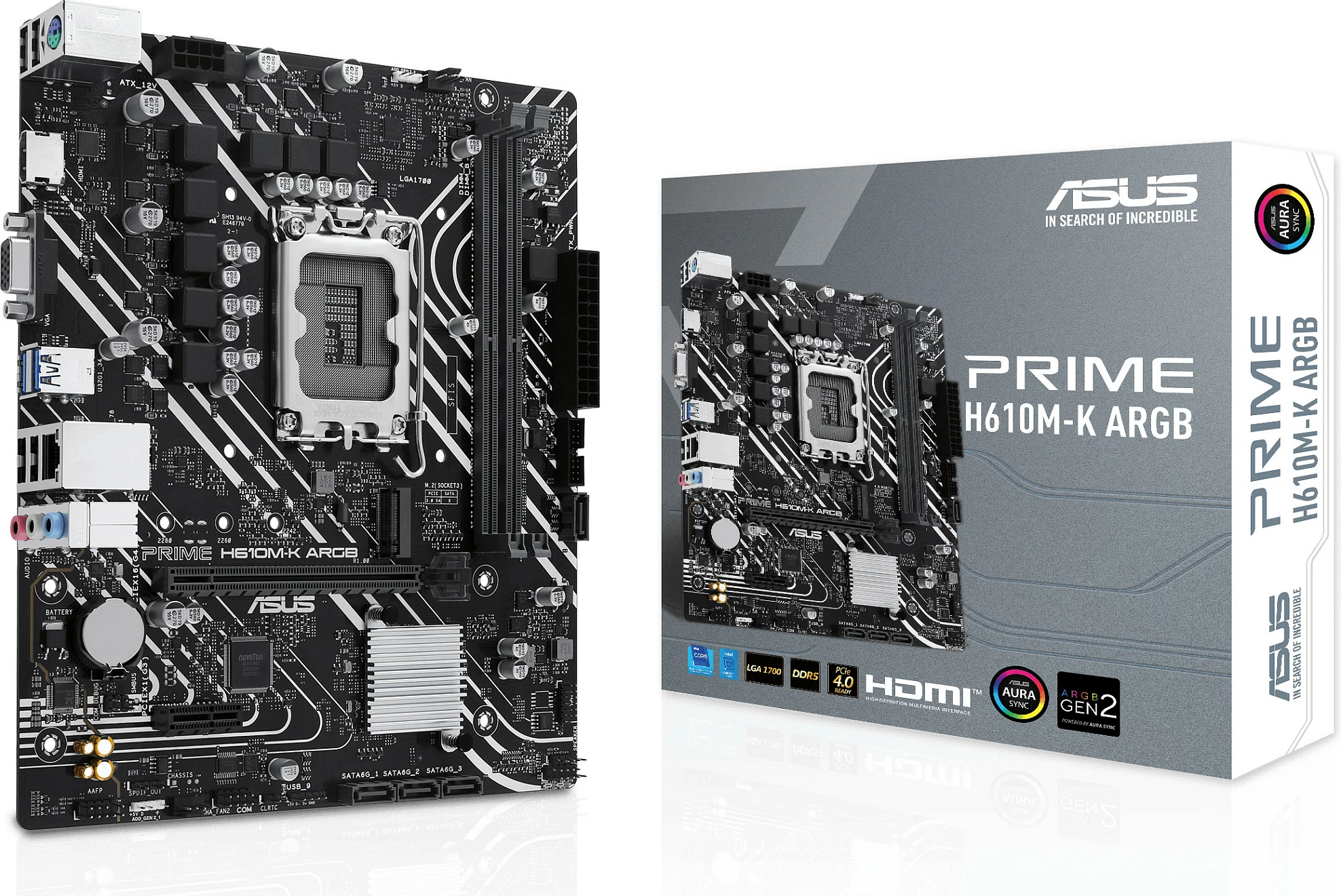 Pllakë amë ASUS PRIME H610M-K ARGB, Intel, DDR5, micro ATX