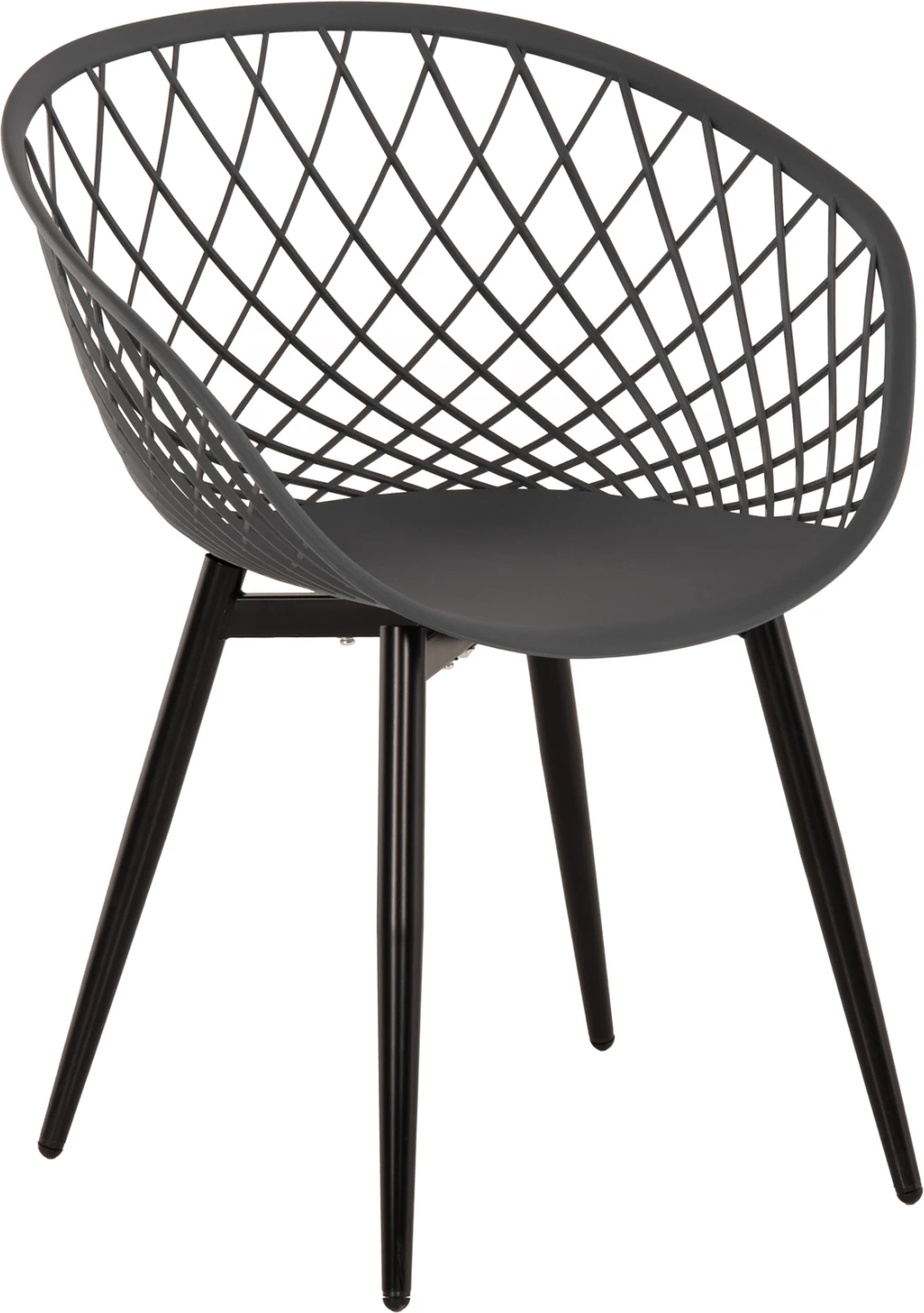 Karrige me krahë ARIADNE FH8001.30, ngjyrë gri, polipropilenë, këmbë metali të zeza, 63x56x80H cm, set prej 4 copë