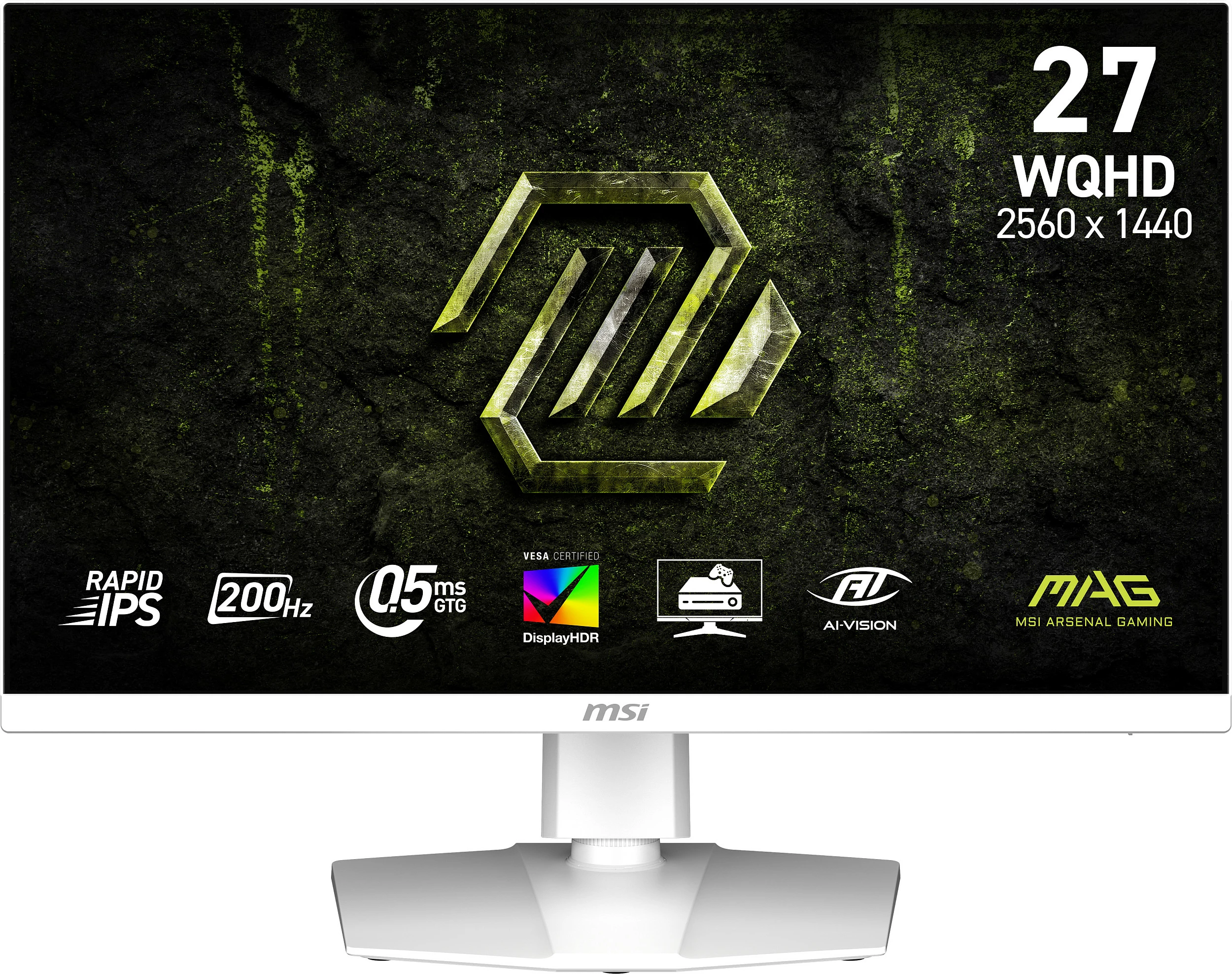 Monitor MSI 9S6-3CF99T-001 27", WQHD 2560x1440, Rapid IPS, 200Hz, 0.5ms, HDR, DisplayPort/HDMI, i bardhë
