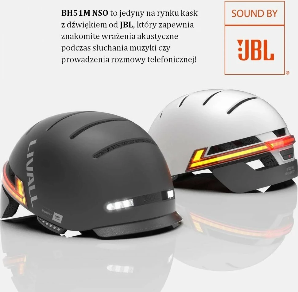 Helmetë qyteti Livall BH51M NSO Bluetooth me JBL, LED, madhësia M 54-58 cm, hiri e çelët, set me telekomandë BR80